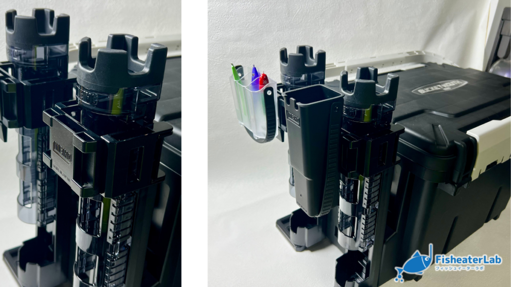 BM-7000のロッドホルダーに専用アタッチメントBM-30を取り付けているところ